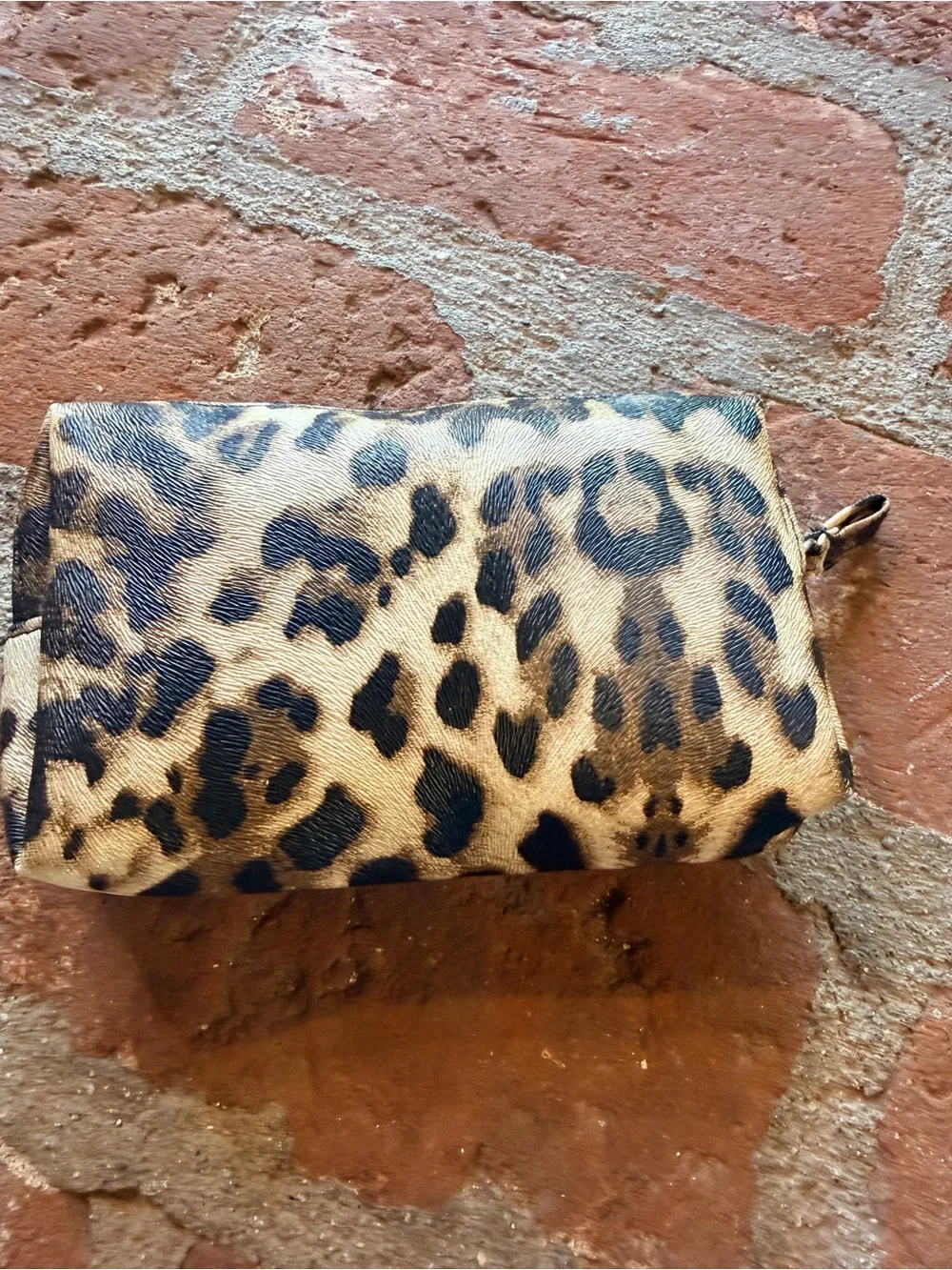 London SOHO Leopard Print Makeup Bag Clutch Brown/Black
